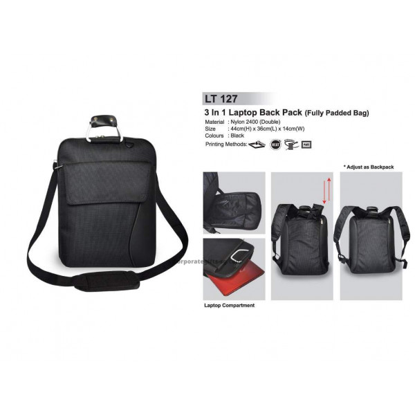 LT 127 3 In 1 Laptop Back Pack (Fully Padded Bag)